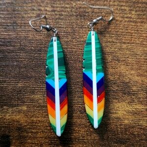 Colorful feather earrings